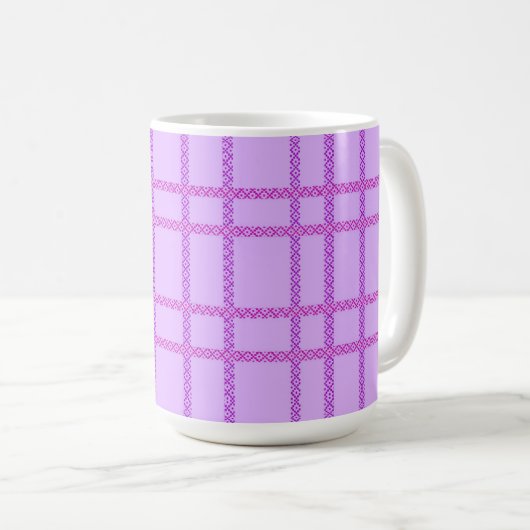 Pink and purple flower checkered pattern kaffeetasse (VorderseiteRechts)