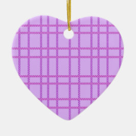 Pink and purple flower checkered pattern keramik ornament