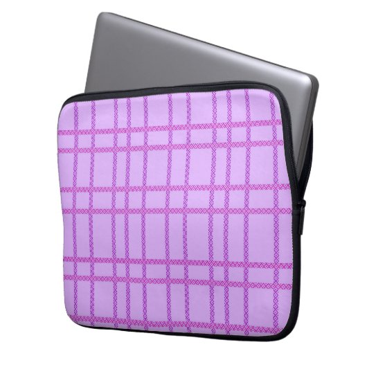 Pink and purple flower checkered pattern laptopschutzhülle (Vorderseite Links)