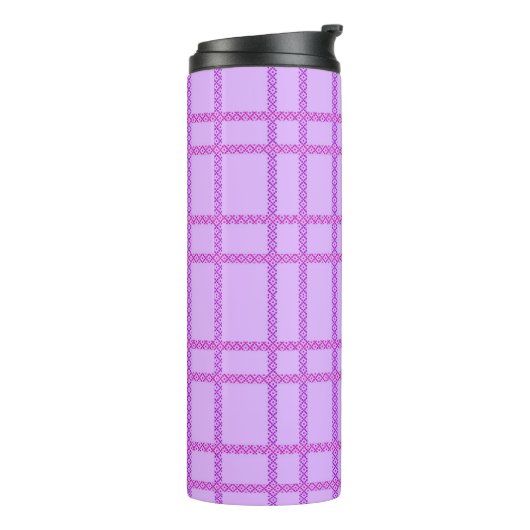 Pink and purple flower checkered pattern thermosbecher (Nach links gedreht)