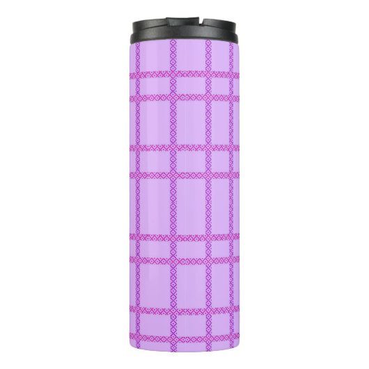 Pink and purple flower checkered pattern thermosbecher (Rückseite)