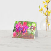 PINK AND PURPLE FUCHSIA CASCADING FROM CLAY POT KARTE (Gelbe Blume)