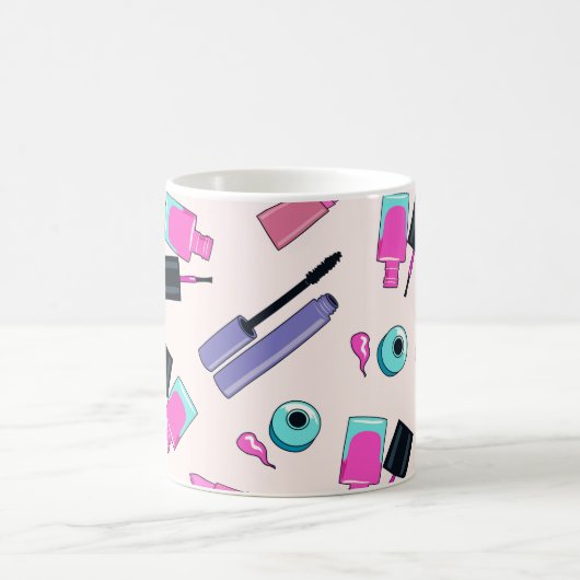 Pink and Purple Make Up Cosmetics Pattern Kaffeetasse (Mittel)
