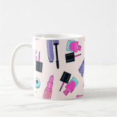 Pink and Purple Make Up Cosmetics Pattern Kaffeetasse (Links)
