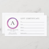 Pink and Purple Monogram Business Gift Certificate (Vorne/Hinten)