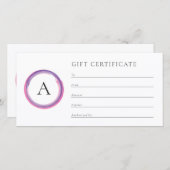 Pink and Purple Monogram Business Gift Certificate (Vorne/Hinten)