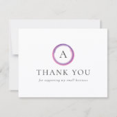 Pink and Purple Monogram Modern Business Dankeskarte (Vorderseite)
