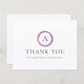 Pink and Purple Monogram Modern Business Dankeskarte (Vorne/Hinten)