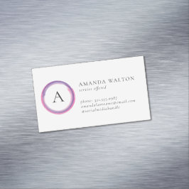 Pink and Purple Monogram Modern Magnetische Visitenkarte