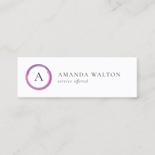Pink and Purple Monogram Modern Mini Visitenkarte (Vorderseite)