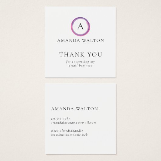 Pink and Purple Monogram Modern Package Insert (Vorne & Hinten)