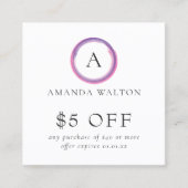 Pink and Purple Monogram Modern Rabattkarte (Vorderseite)