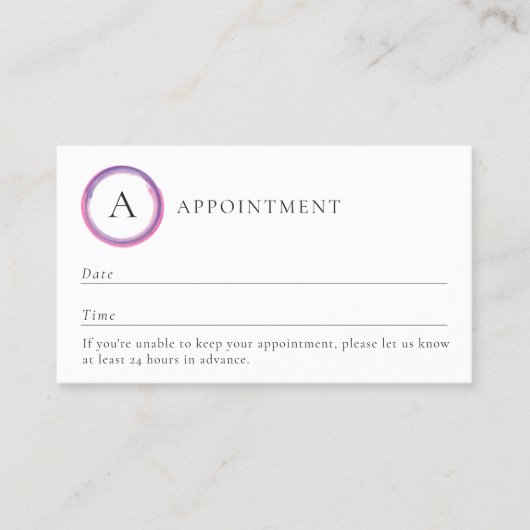 Pink and Purple Monogram Modern Terminkarte (Vorderseite)