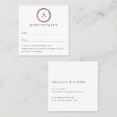 Pink and Purple Monogram Modern Terminkarte (Vorne/Hinten)