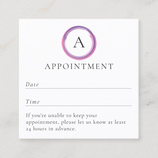 Pink and Purple Monogram Modern Terminkarte (Vorderseite)