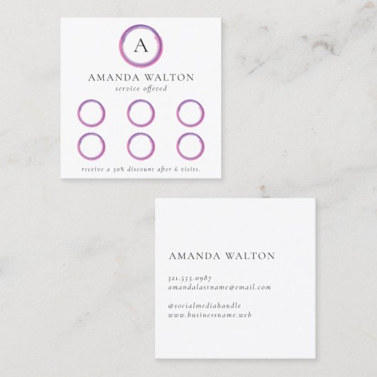 Pink and Purple Monogram Modern Treuekarte (Vorne/Hinten)
