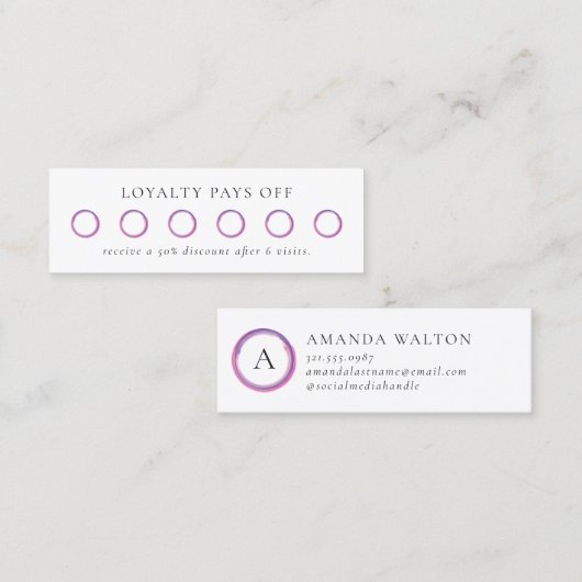 Pink and Purple Monogram Modern Treuekarte (Vorne/Hinten)