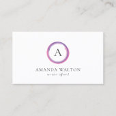 Pink and Purple Monogram Modern Visitenkarte (Vorderseite)