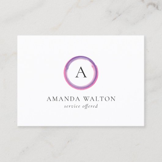 Pink and Purple Monogram Modern Visitenkarte (Vorderseite)