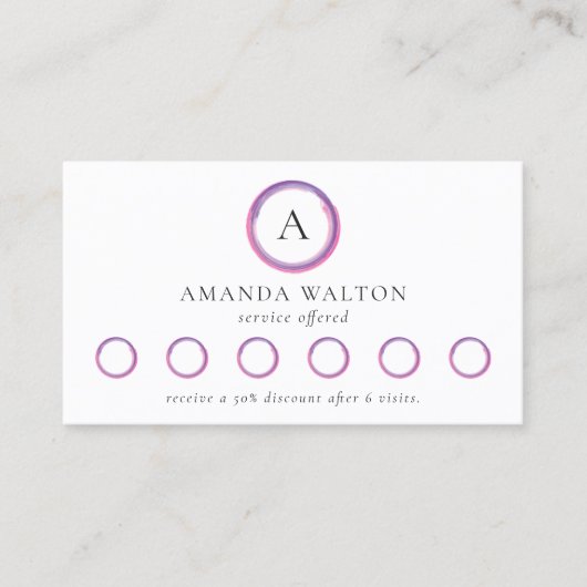 Pink and Purple Monogram QR Code Modern Treuekarte (Vorderseite)