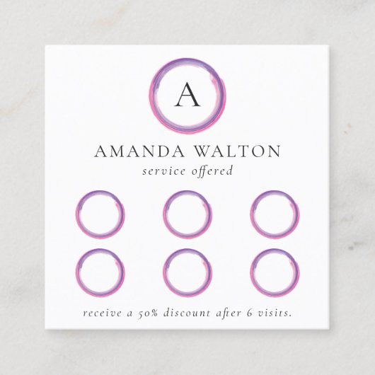 Pink and Purple Monogram QR Code Modern Treuekarte (Vorderseite)