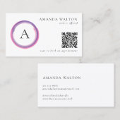 Pink and Purple Monogram QR Code Modern Visitenkarte (Vorne/Hinten)