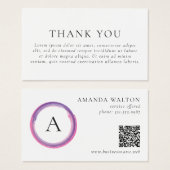 Pink and Purple Monogram QR Code Package Insert (Vorne & Hinten)