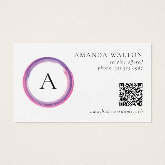 Pink and Purple Monogram QR Code Package Insert (Rückseite)