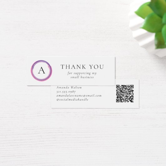 Pink and Purple Monogram QR Code Package Insert (Schreibtisch)