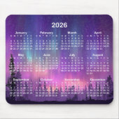 Pink and Purple Northern Lights 2026 Calendar Mousepad (Vorne)