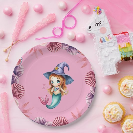 Pink And Purple Seashells Pappteller (Party)