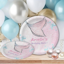 Pink and purple watercolor mermaid tail pappteller