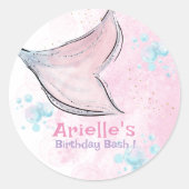 Pink and purple watercolor mermaid tail runder aufkleber (Vorderseite)