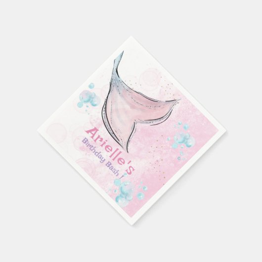 Pink and purple watercolor mermaid tail serviette (Ecke)