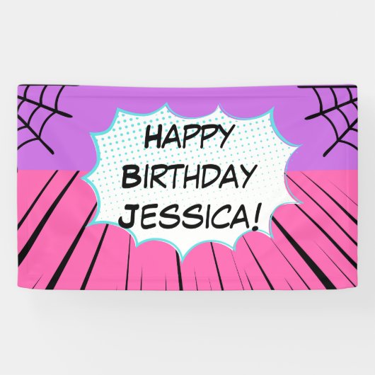 Pink and Purple Web Comic Birthday  Banner (Horizontal)