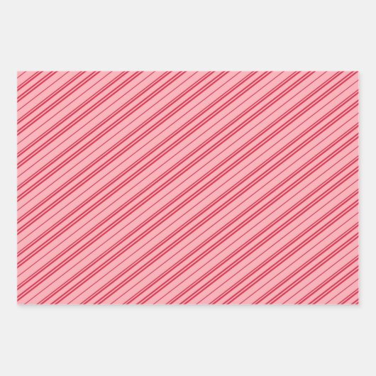 Pink and Red Christmas Candy Cane Stripes Geschenkpapier Set (Vorderseite 3)