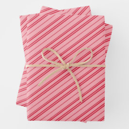 Pink and Red Christmas Candy Cane Stripes  Geschenkpapier Set