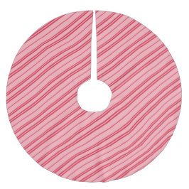 Pink and Red Christmas Candy Cane Stripes  Polyester Weihnachtsbaumdecke