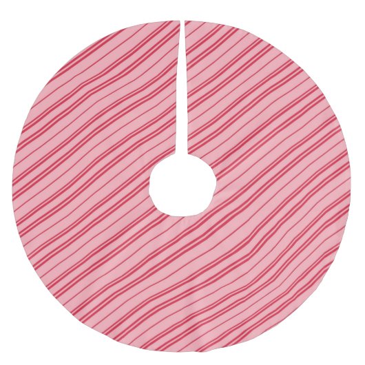 Pink and Red Christmas Candy Cane Stripes Polyester Weihnachtsbaumdecke (Vorderseite)