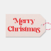 Pink and Red Christmas Groovy Modern Retro Geschenkanhänger (Vorderseite (Horizontal))
