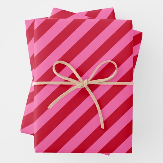 Pink and Red Christmas Peppermint Stripes  Geschenkpapier Set (Beispiel)