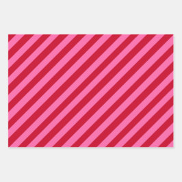 Pink and Red Christmas Peppermint Stripes  Geschenkpapier Set
