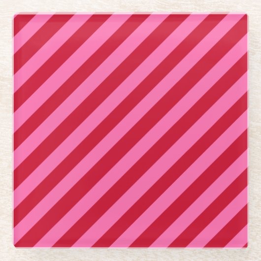 Pink and Red Christmas Peppermint Stripes Glasuntersetzer (Vorderseite)