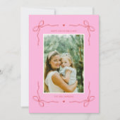 Pink and Red Coquette Bow Valentine's Day Photo Feiertagskarte (Vorderseite)