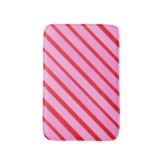 Pink and Red Diagonal Stripes  Badematte (Vorderseite Vertikal)