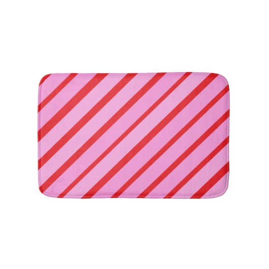 Pink and Red Diagonal Stripes  Badematte (Vorderseite)