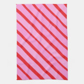 Pink and Red Diagonal Stripes  Geschirrtuch (Vertikal)