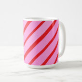 Pink and Red Diagonal Stripes  Kaffeetasse (VorderseiteRechts)