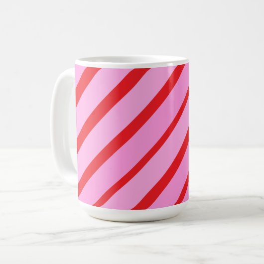 Pink and Red Diagonal Stripes  Kaffeetasse (Vorderseite Links)