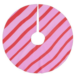 Pink and Red Diagonal Stripes Polyester Weihnachtsbaumdecke